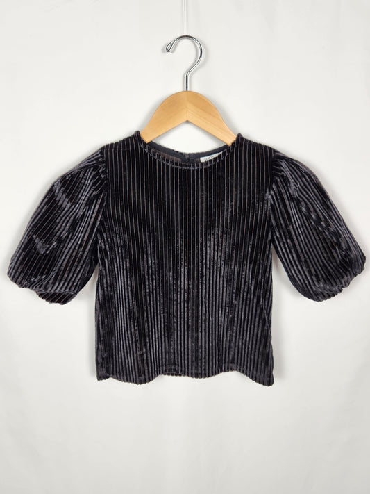 Zara Black Velvet Puff Sleeve Blouse • 4-5 years