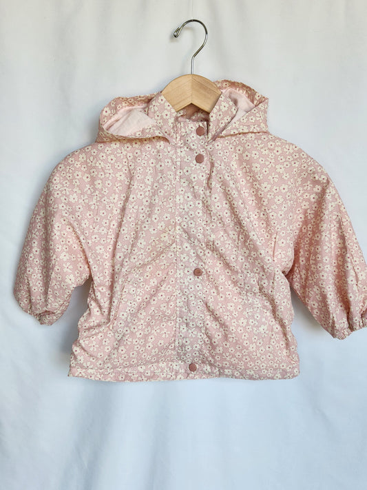 Zara Pink Floral Rain Jacket *stains* • 4-5 years