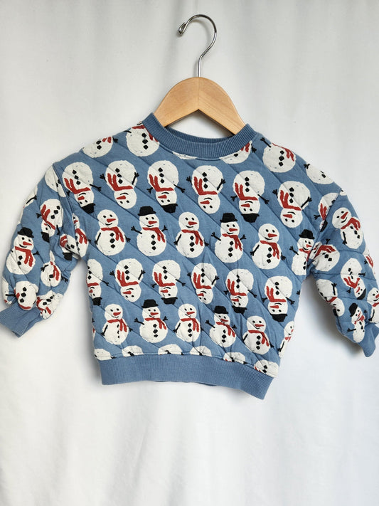 Zara Snowman Quilted Sweatshirt • 2-3 years