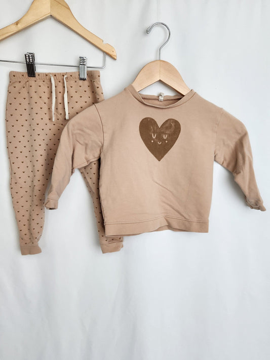 Quincy Mae Hearts Sweatshirt & Pants • 2-3 years