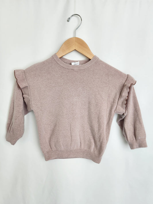 Zara Soft Ruffle Sleeve Sweater • 4-5 years