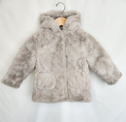 Zara Floral Lined Plush Coat • 4-5 years