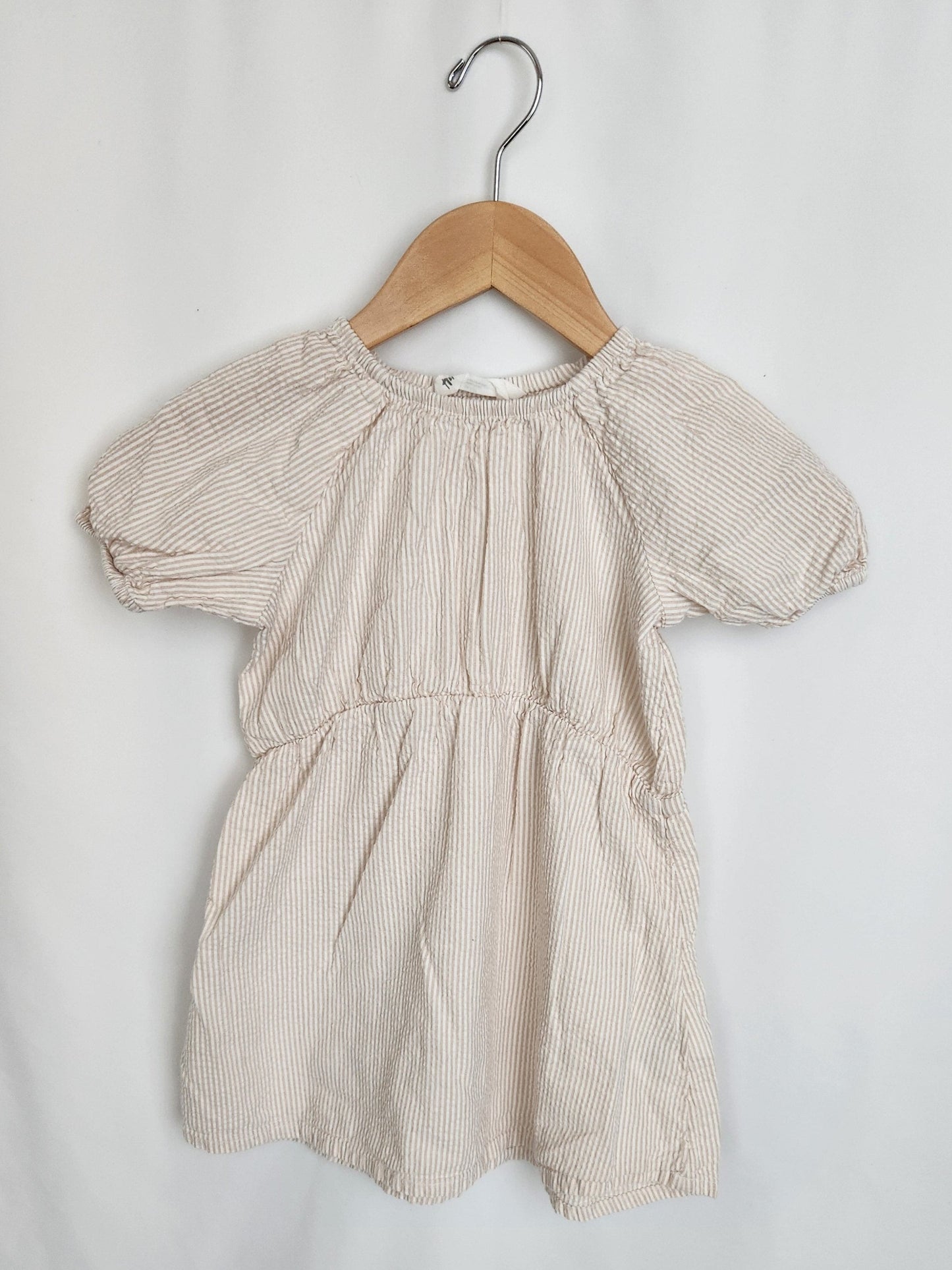 H&M Neutral Stripe Cotton Dress • 2-3 years