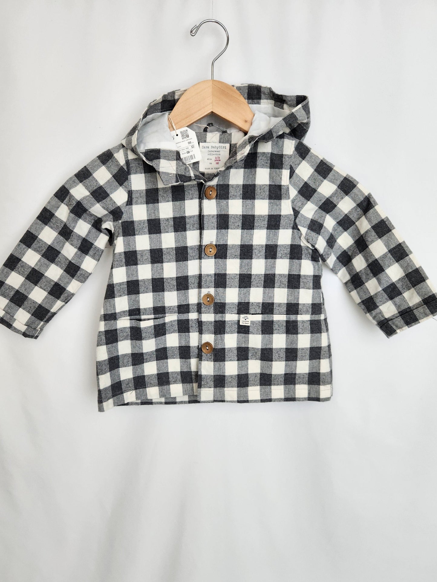 NEW Zara Grey Plaid Button Up Jacket • 2-3 years