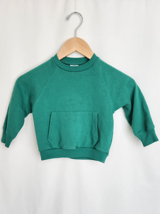 Zara Green Pocket Sweatshirt • 18-24 months