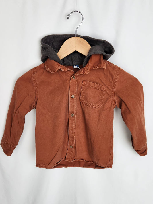 Old Navy Rust Hooded Button Up Shirt • 5T