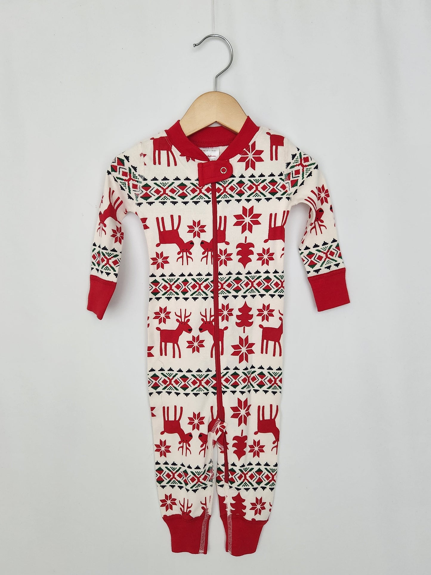 Hanna Andersson Christmas Zip Romper • 12-18 months