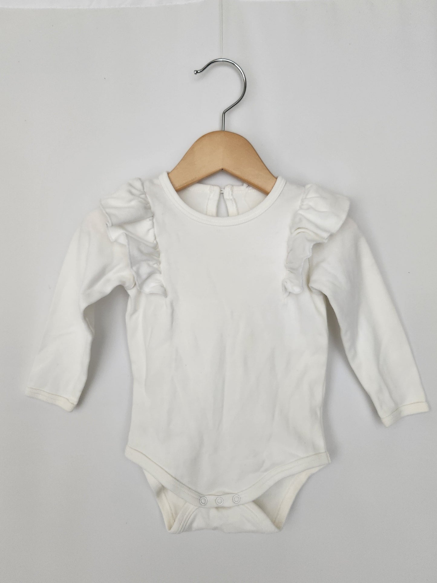 Jamie Kay Organic Cotton White Bodysuit • 1 year