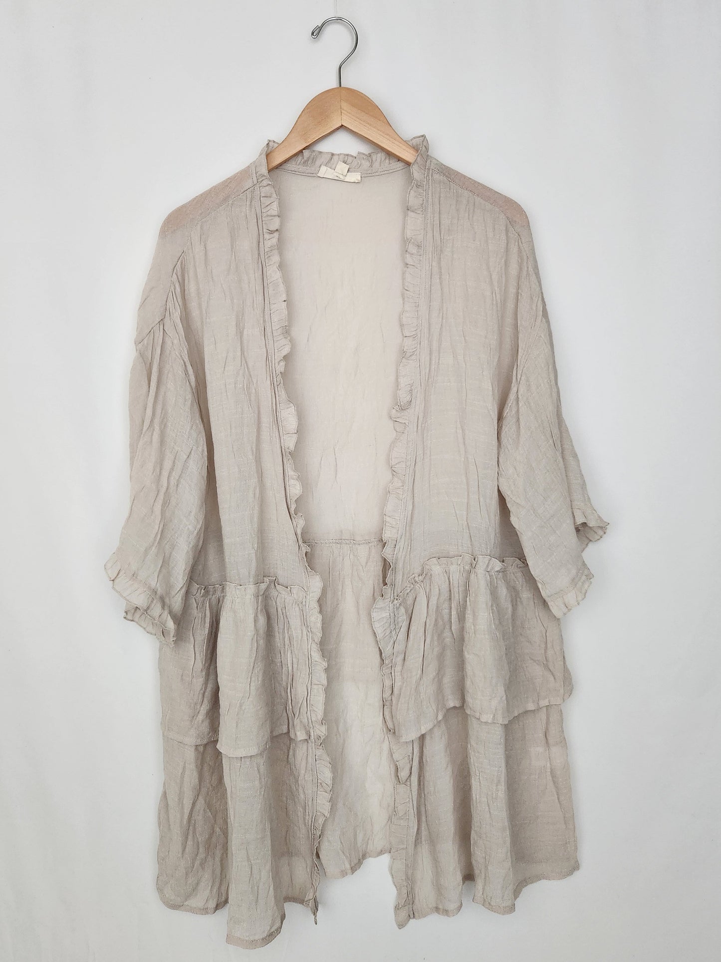 Easal LA Sheer Ruffle Open Cardigan • Large