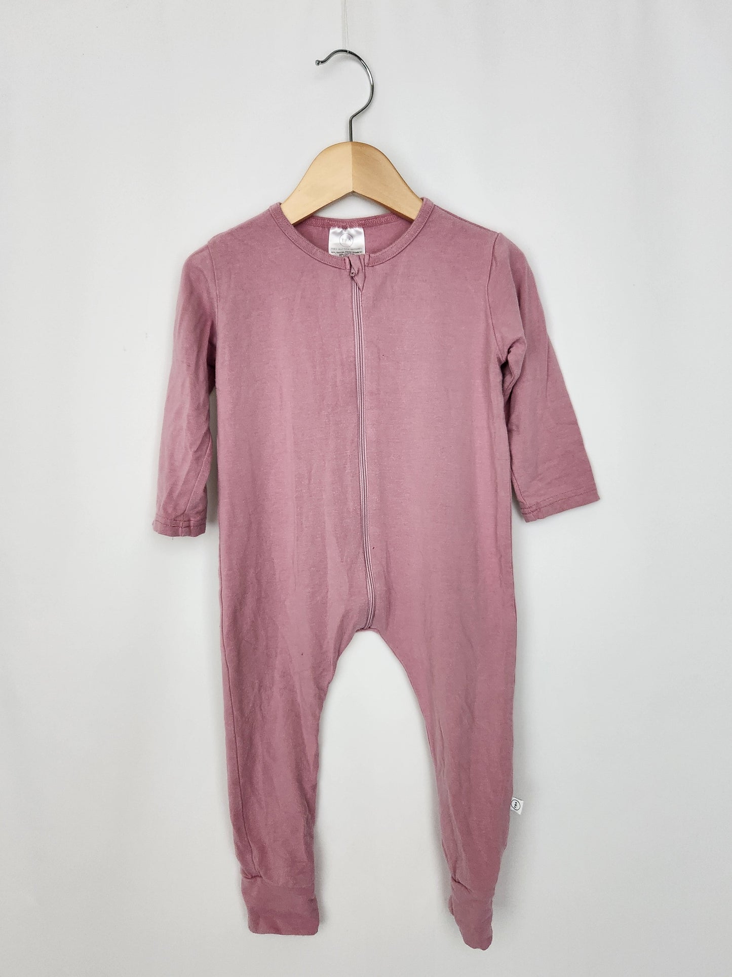 Tiny Button Apparel Pink Bamboo Zip Romper • 1-2 years