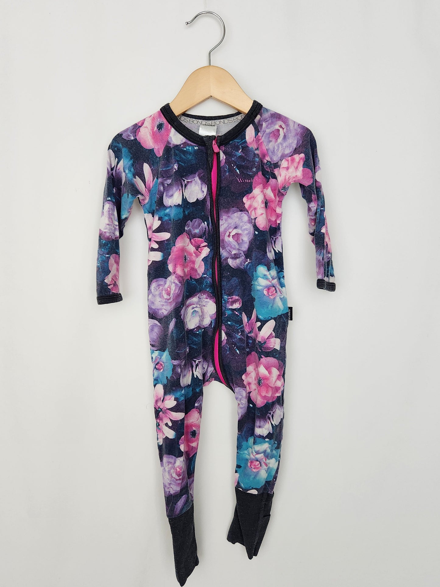 Bonds Purple Floral Wondersuit • 12-18 months