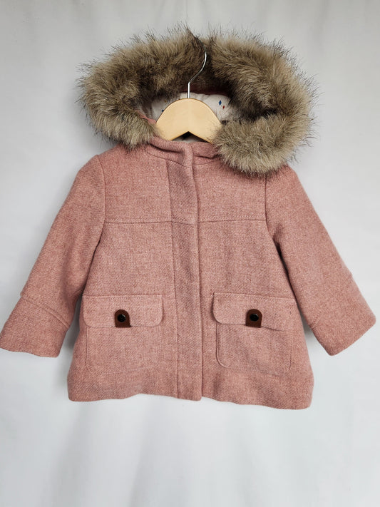 NEW Zara Pink Snap Up Coat • 12-18 months