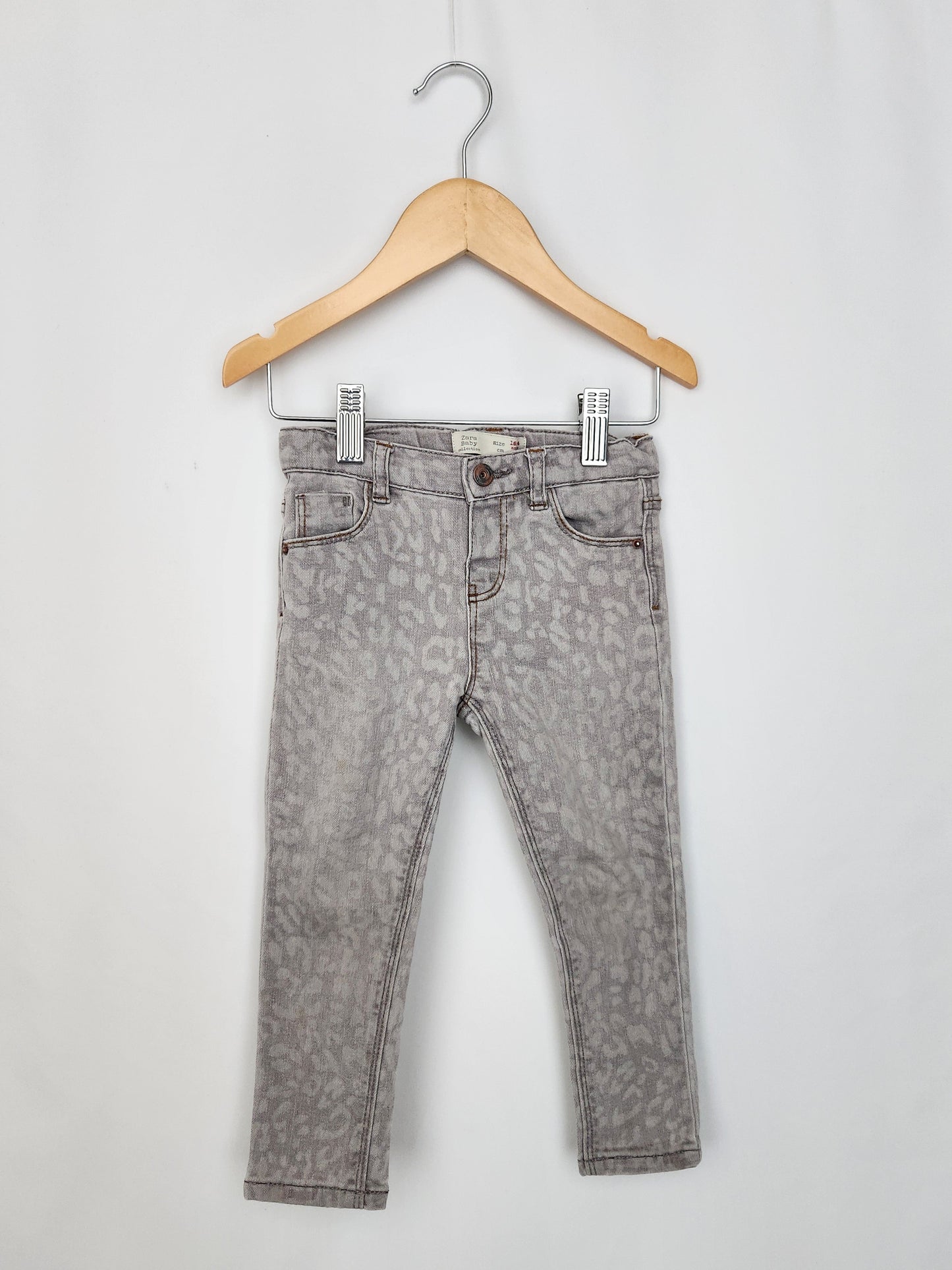 Zara Grey Cheetah Skinny Jeans *stain* • 18-24 months