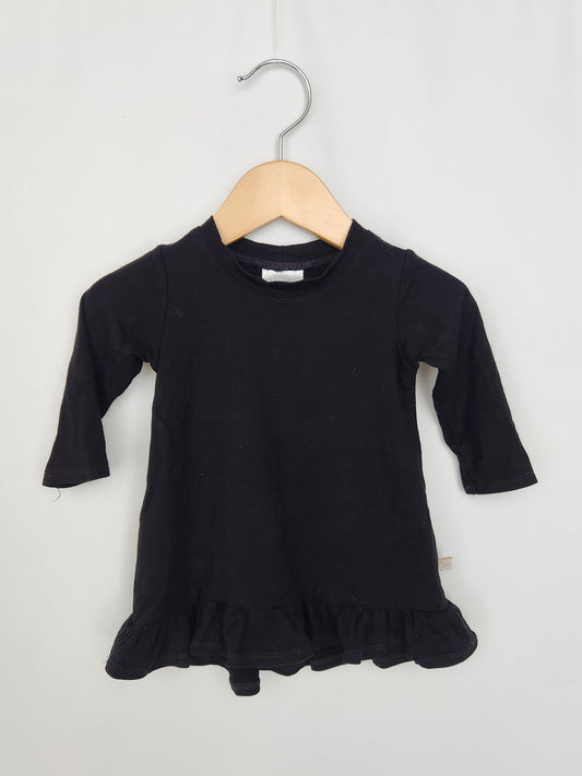 Jax & Lennon Bamboo Black Frill Dress • 0-6 months