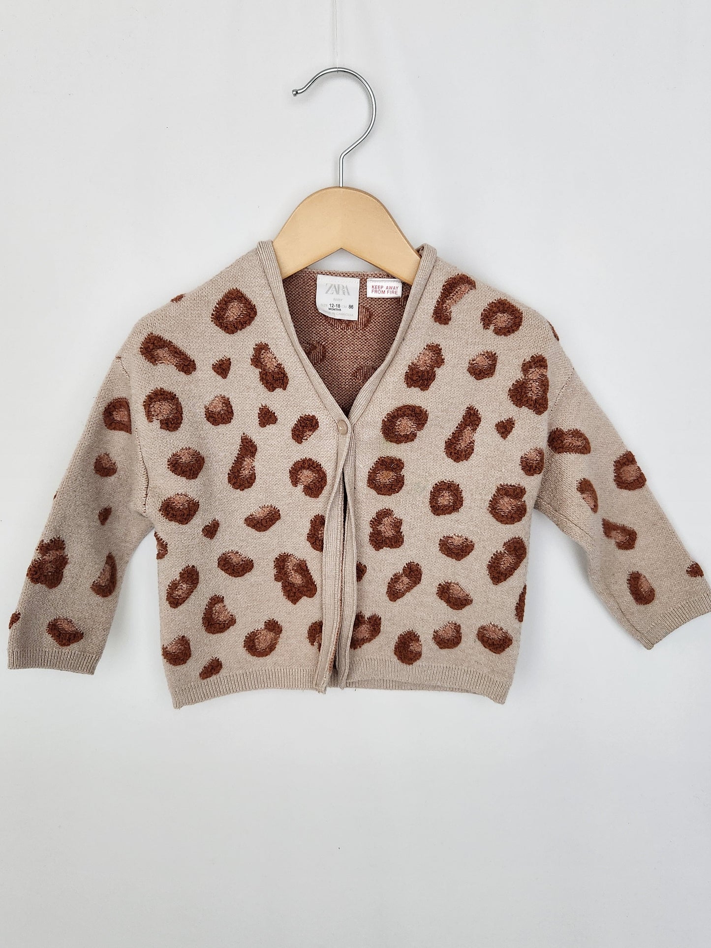 Zara Animal Print Open Front Knit Cardigan • 12-18 months