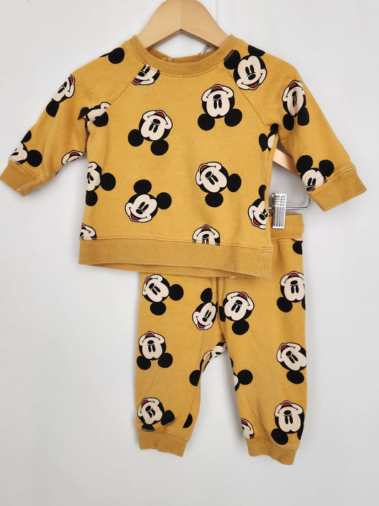 H&M Mickey Mouse Sweatshirt & Pants • 6-9 months