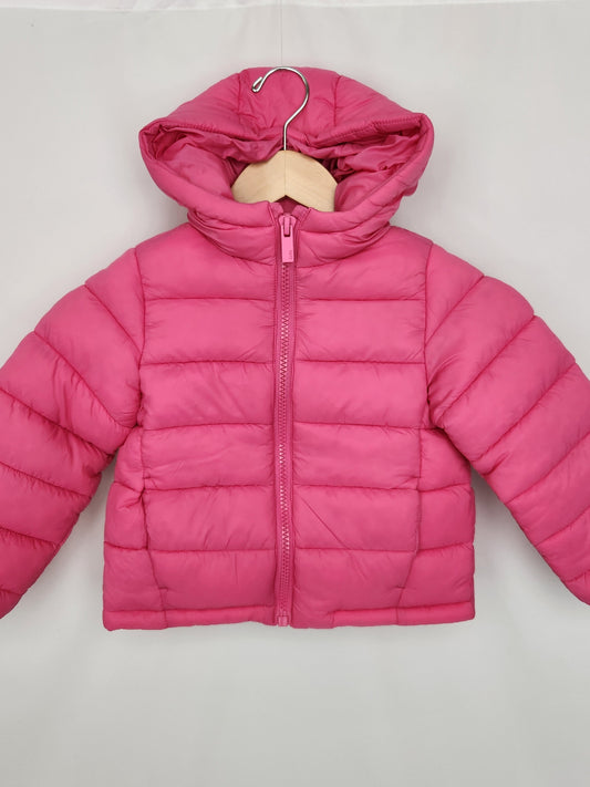 Zara Hot Pink Puffy Coat • 6-7 years