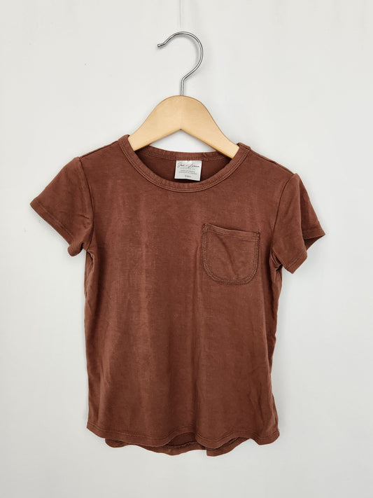 Jax & Lennon Brown Bamboo Pocket Tee • 3-4 years