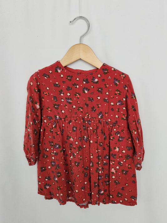 Zara Red Floral Dress • 12-18 months