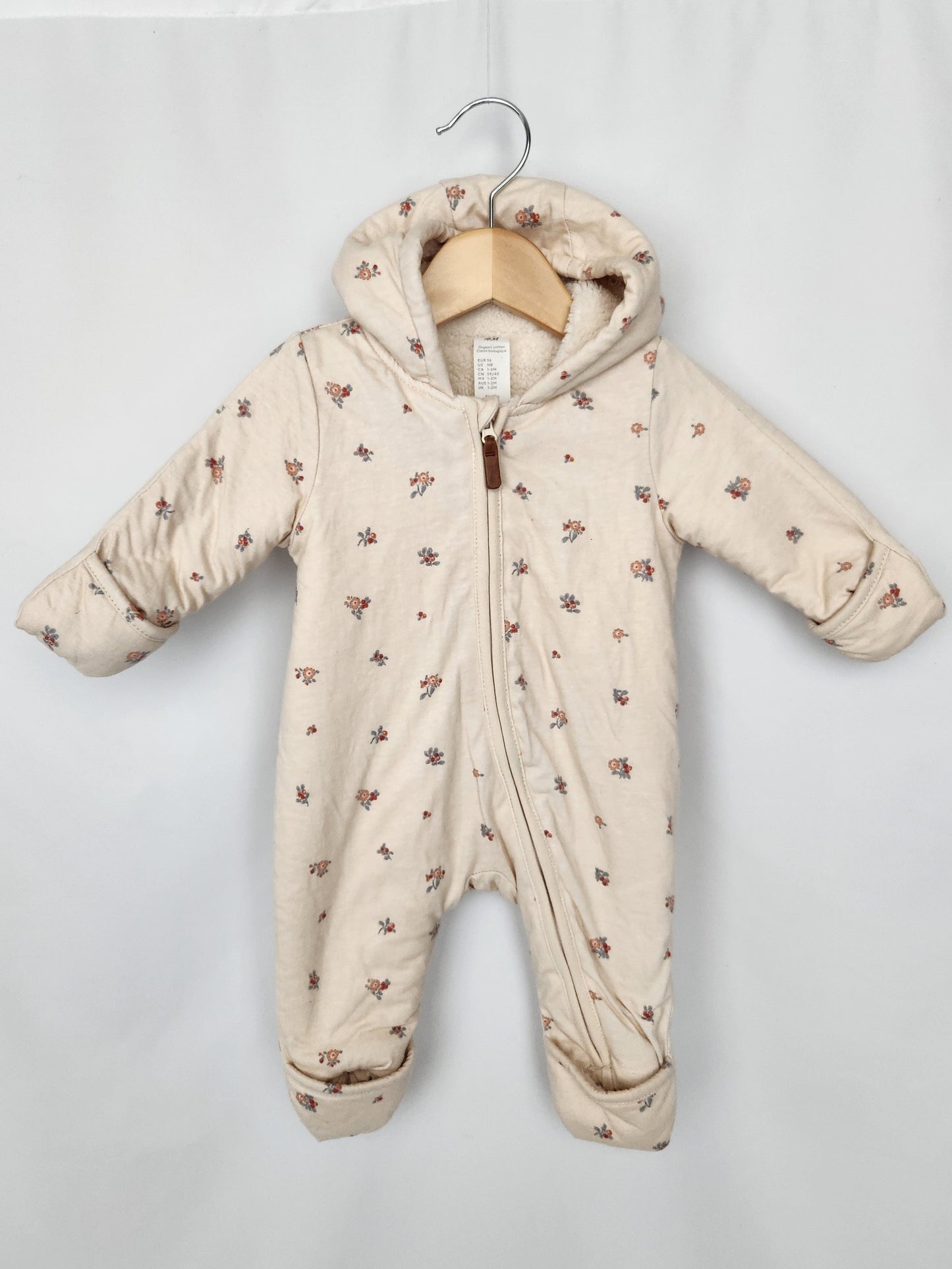 H&M Plush Lined Cotton Bunting Suit • 1-2 months