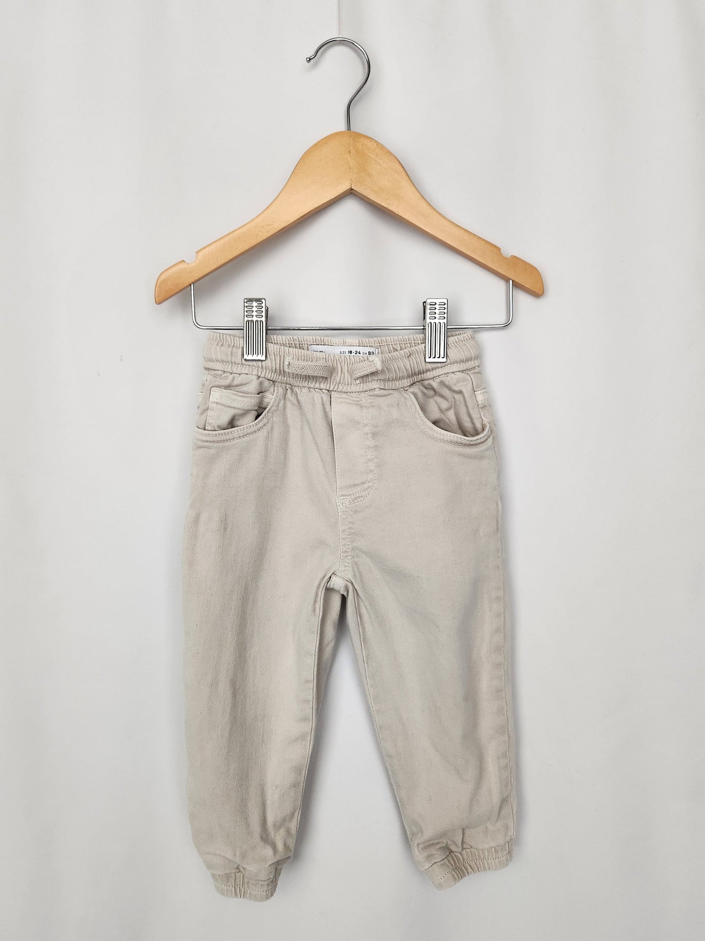 Zara Greige Denim Joggers *stains* • 18-24 months