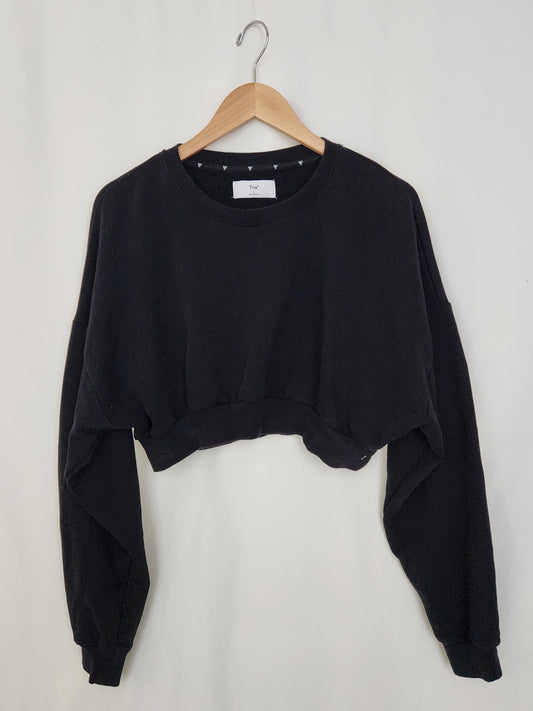 TNA Black Cropped Oversize Sweatshirt • Large