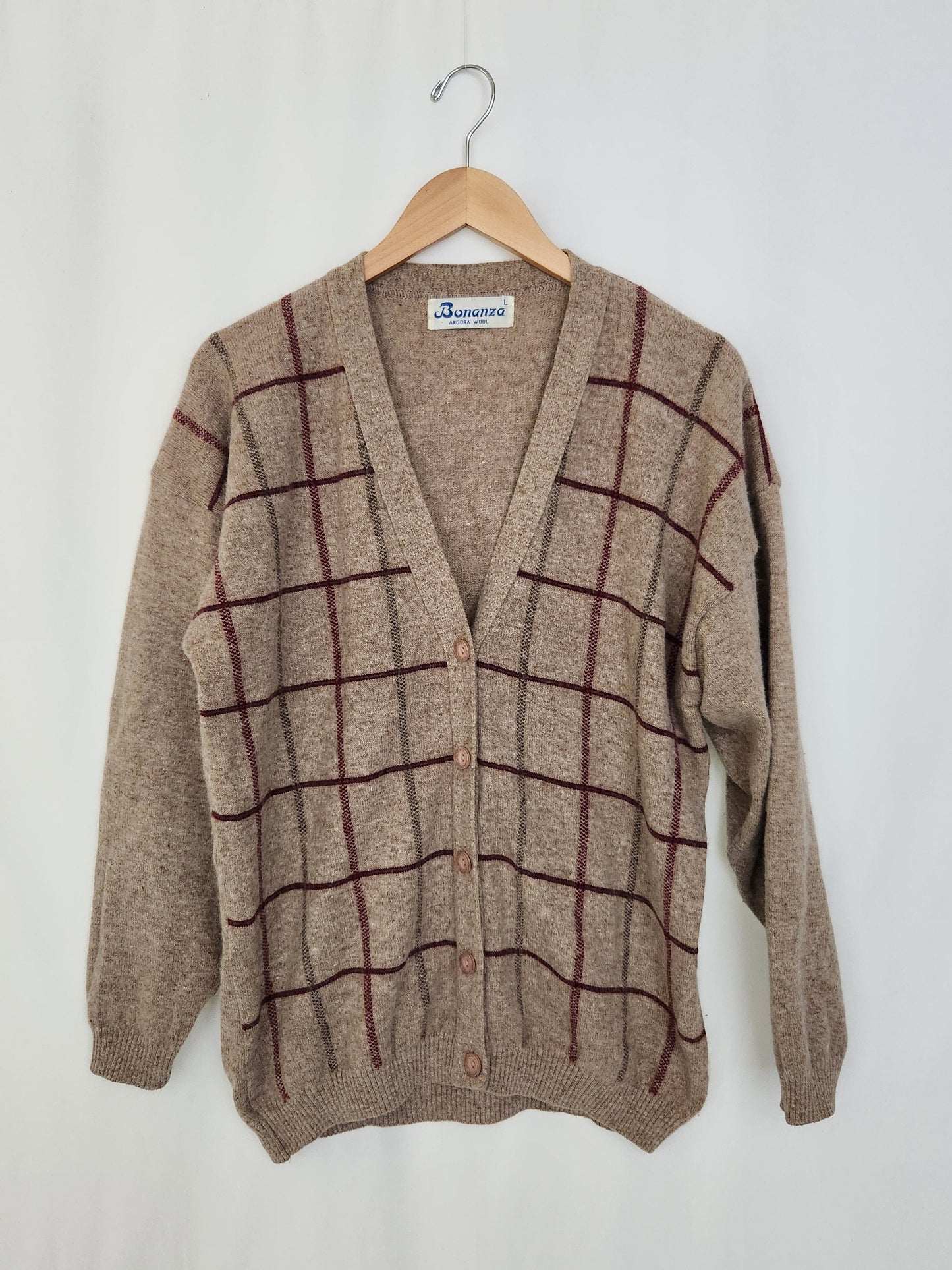 Bonanza Angora Wool Knit Cardigan • Large