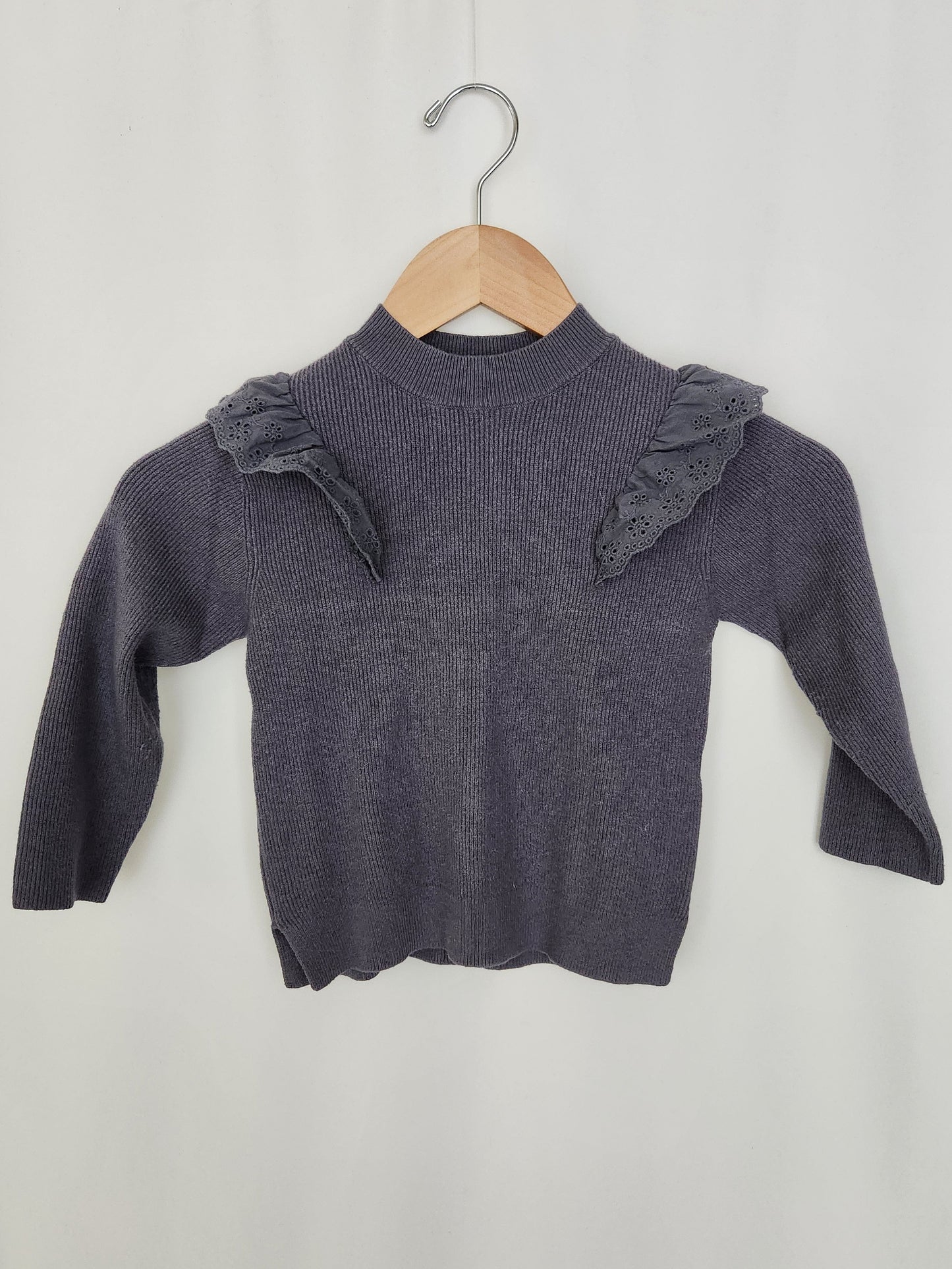 Zara Grey Ribbed Thin Knit Sweater • 4-5 years