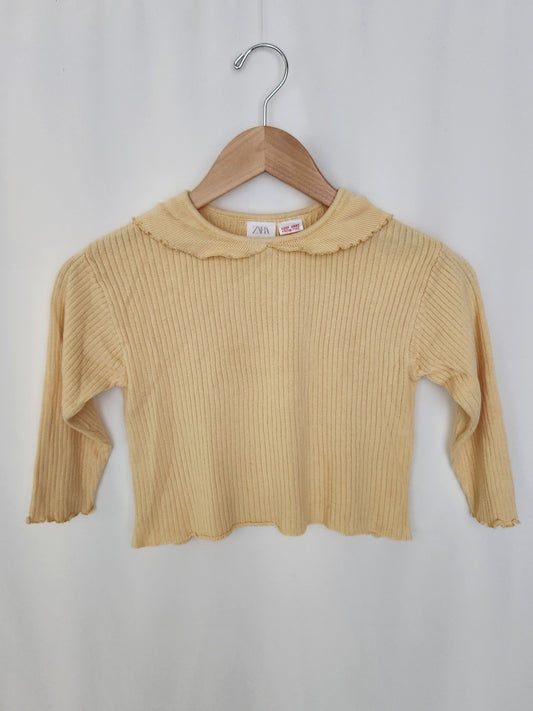 Zara Yellow Ribbed Collared Thin Knit Sweater • 4-5 years (2)