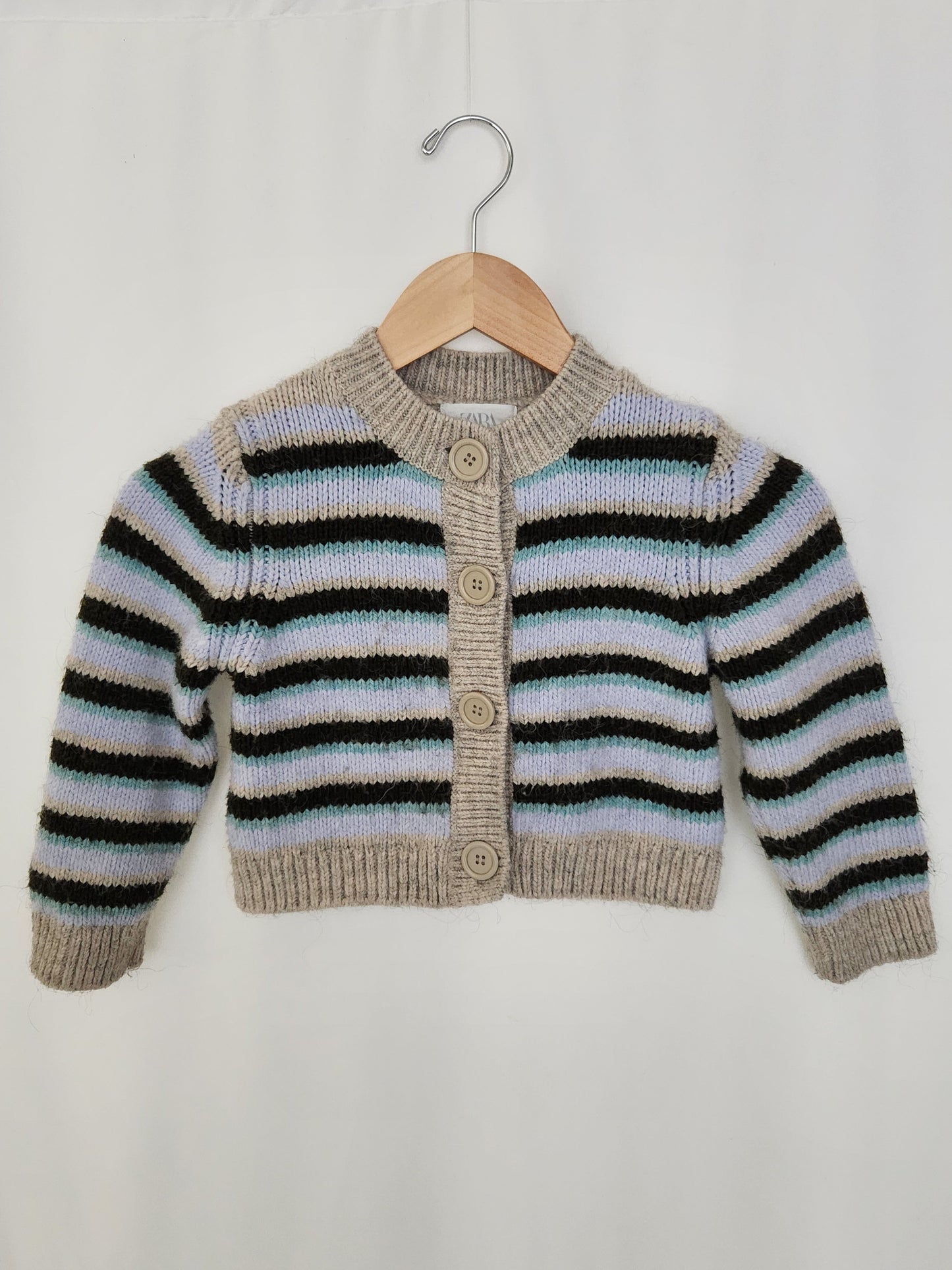 Zara Chunky Knit Stripe Cardigan • 6-7 years