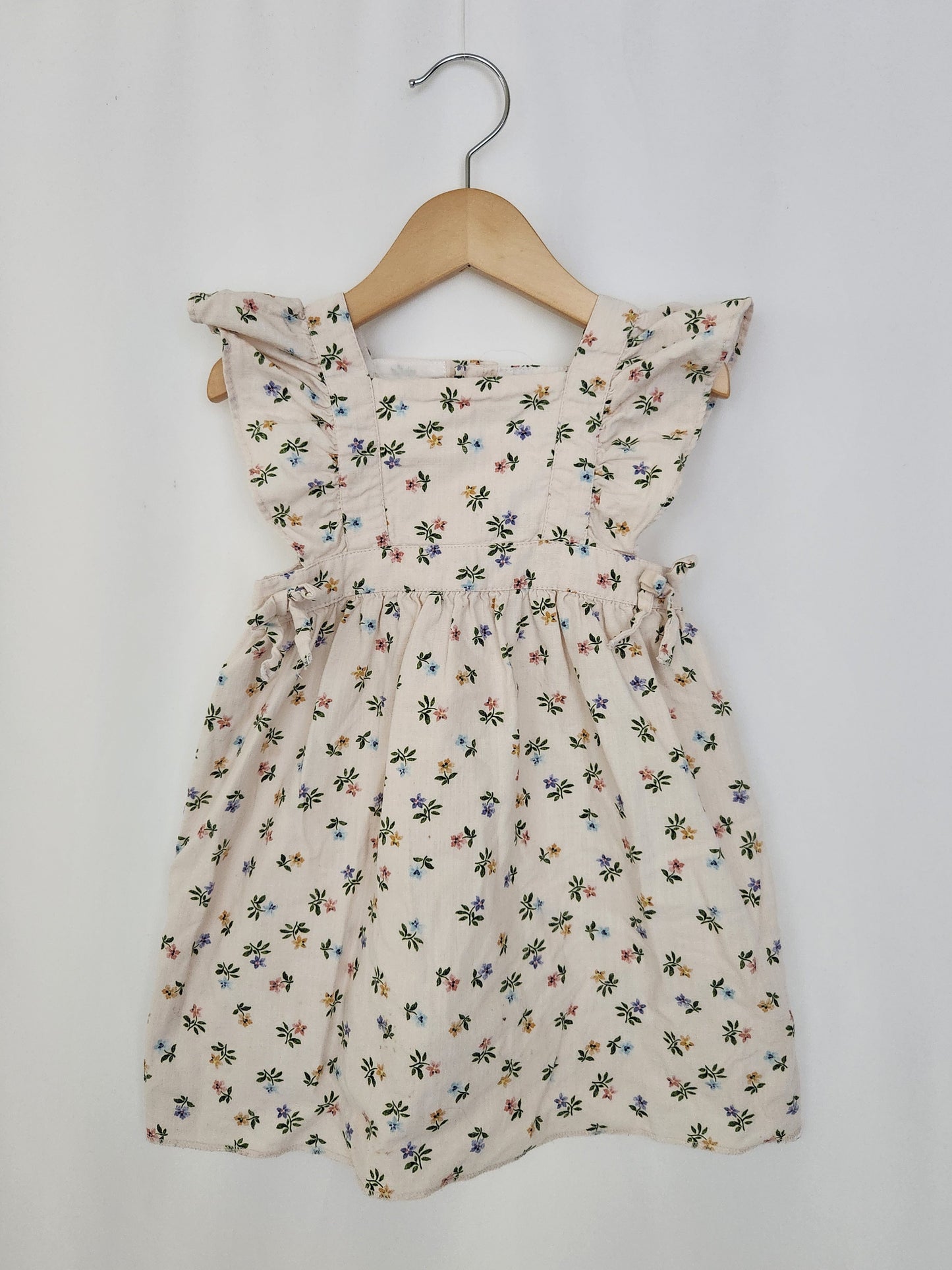 Zara Floral Cotton Ruffle Sleeve Dress • 2-3 years