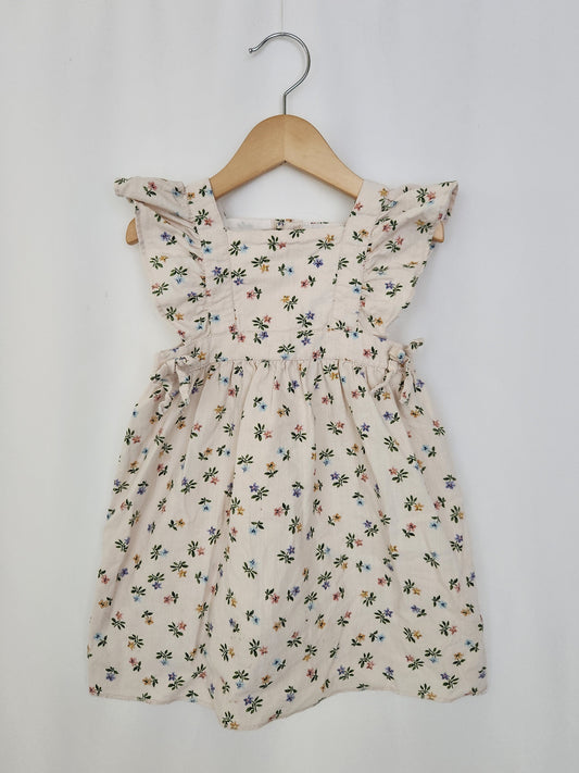 Zara Floral Cotton Ruffle Sleeve Dress • 2-3 years