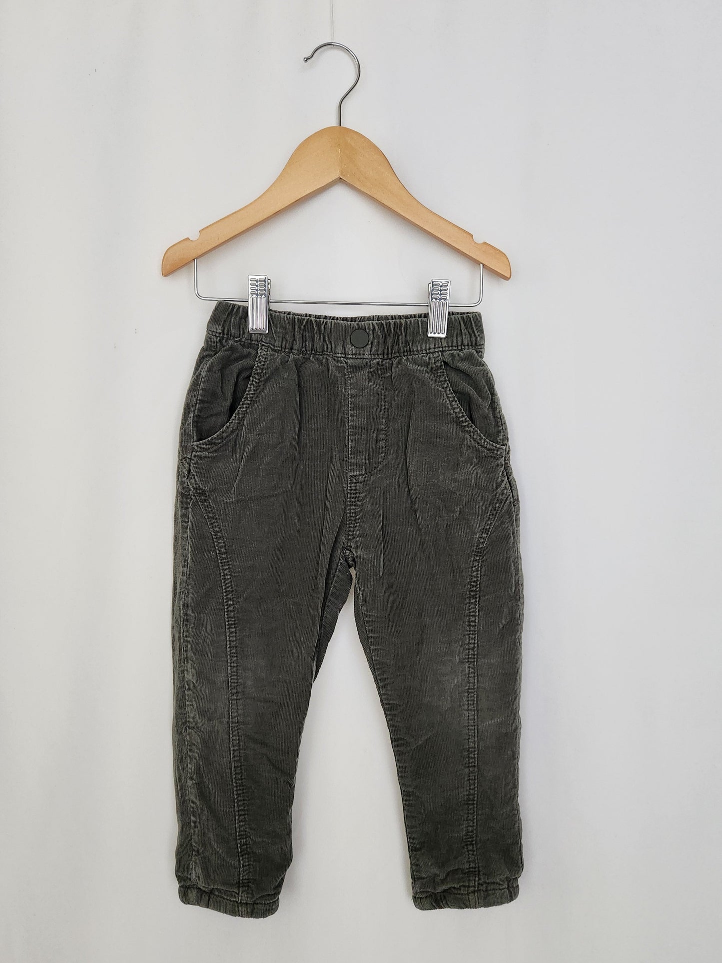 Zara Olive Slim Fit Cord Pants • 3-4 years