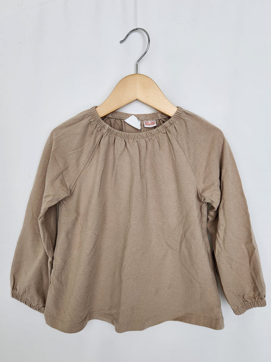 Zara Tan Long Sleeve Top • 2-3 years