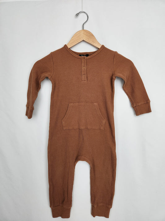 Urban Baby Apparel Brown Waffle Romper • 3-4 years