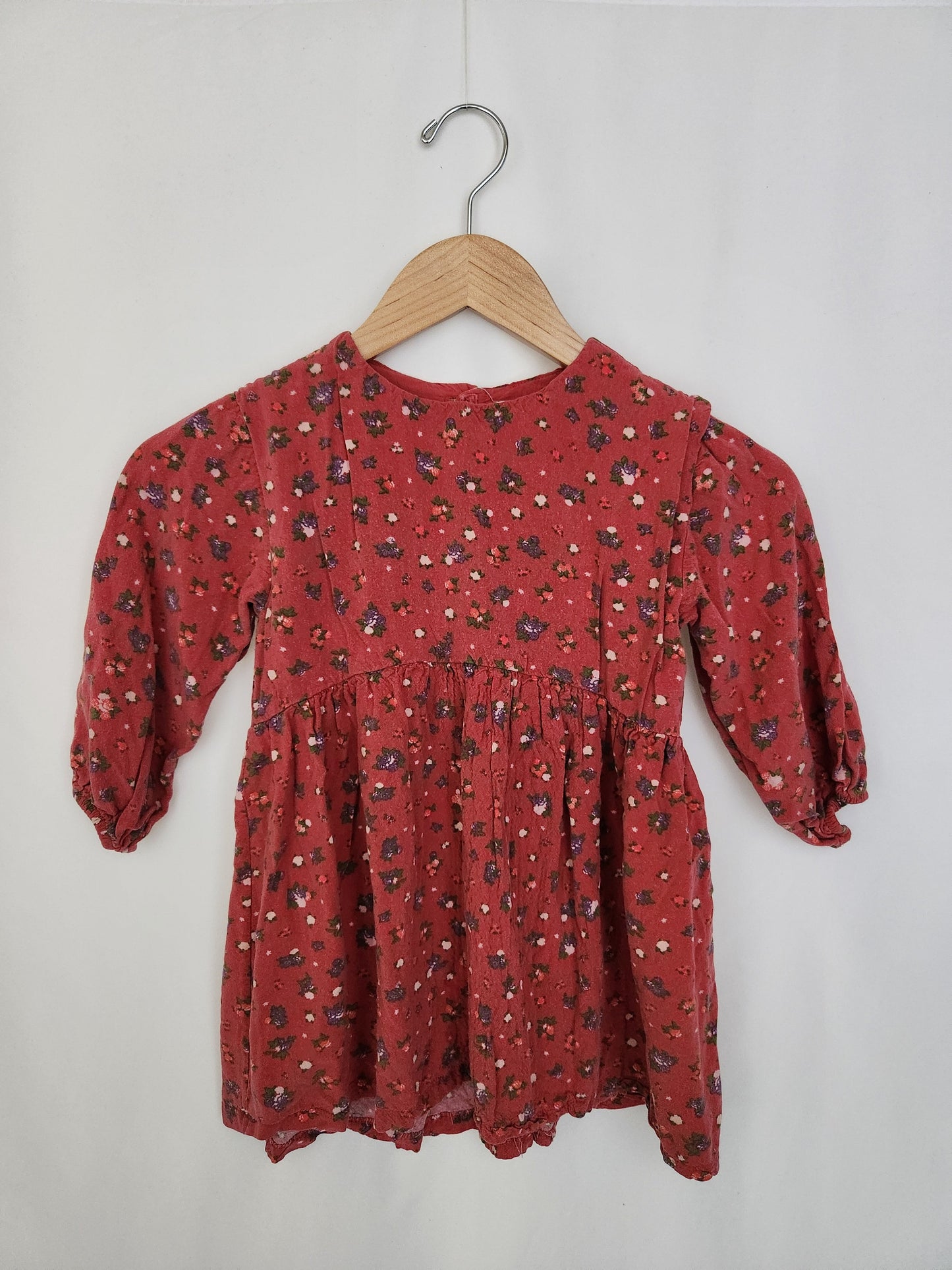 Zara Red Floral Long Sleeve Dress • 4-5 years