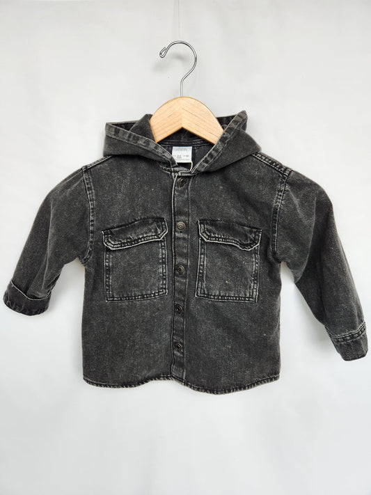 Zara Grey Denim Snap Up Jacket • 2-3 years