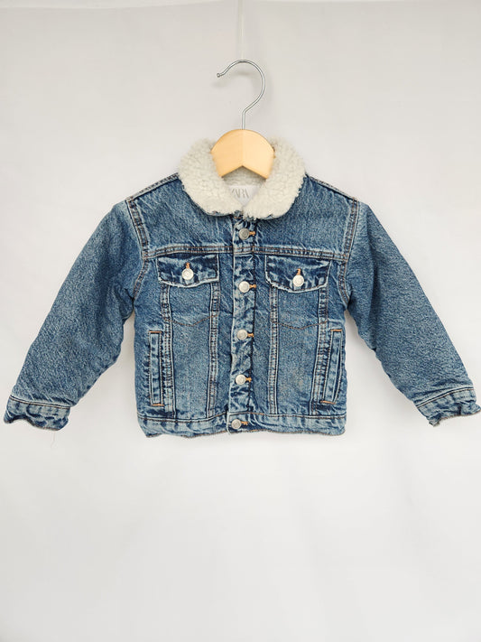 Zara Sherpa Lined Denim Jacket • 18-24 months