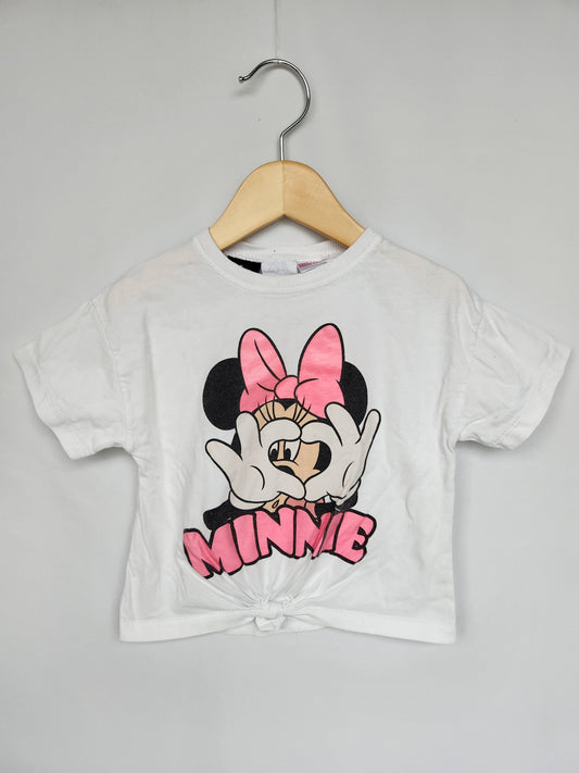 Zara Minnie Mouse Front Tie Tee • 3-4 years