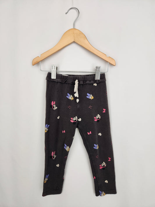 Zara Minnie Mouse Waffle Leggings • 18-24 months