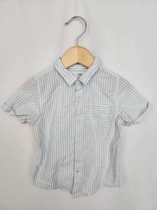 Zara Blue Stripe Button Up Top • 18-24 months