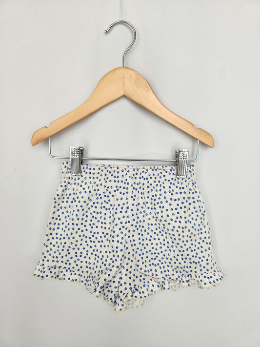 Zara Blue Floral Ruffle Shorts • 12-18 months