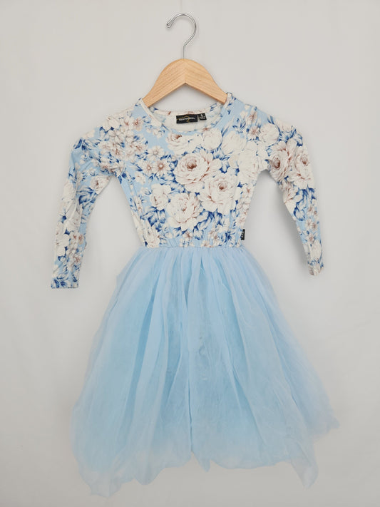 Rock Your Kid Blue Floral Tulle Dress • 5 years