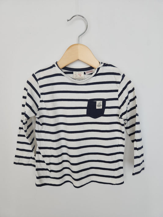 Zara Navy Stripe Long Sleeve Shirt • 18-24 months