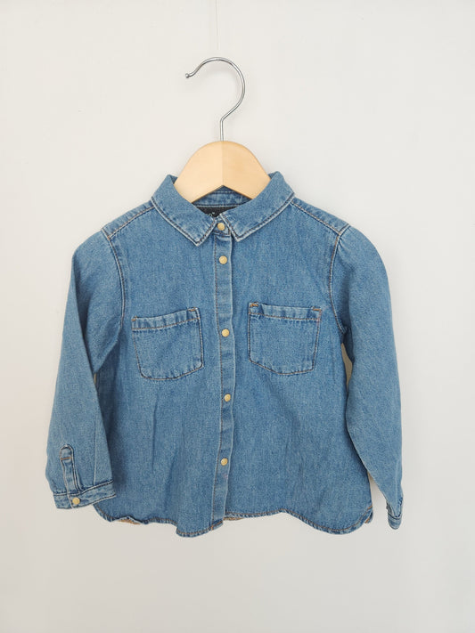 NEW Zara Denim Snap Up Shirt • 2-3 years