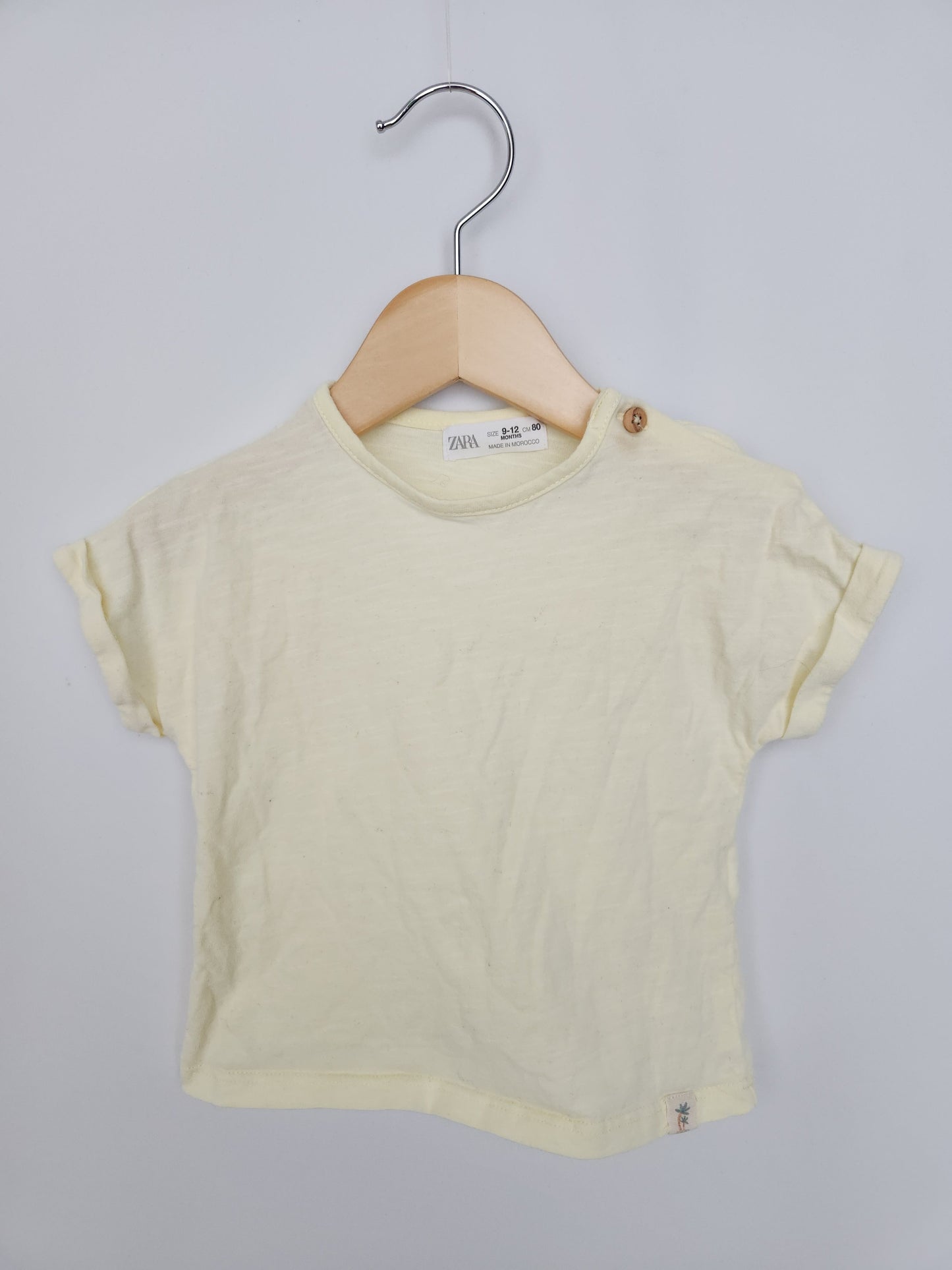 Zara Soft Yellow Basic Tee • 9-12 months