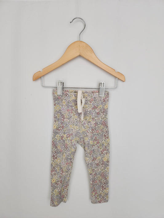 Zara Floral Ribbed Leggings • 12-18 months