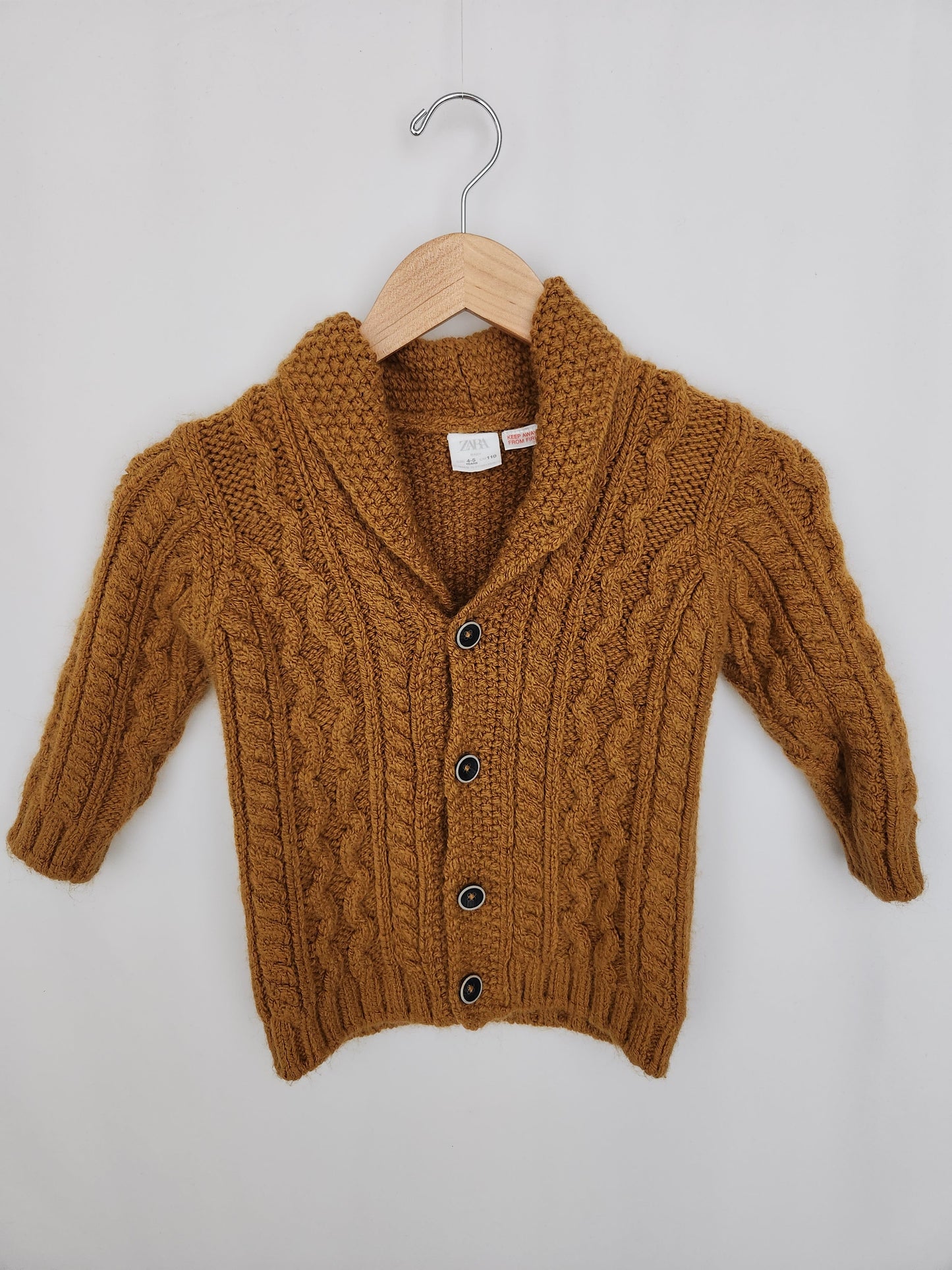 Zara Mustard Chunky Knit Cardigan • 4-5 years