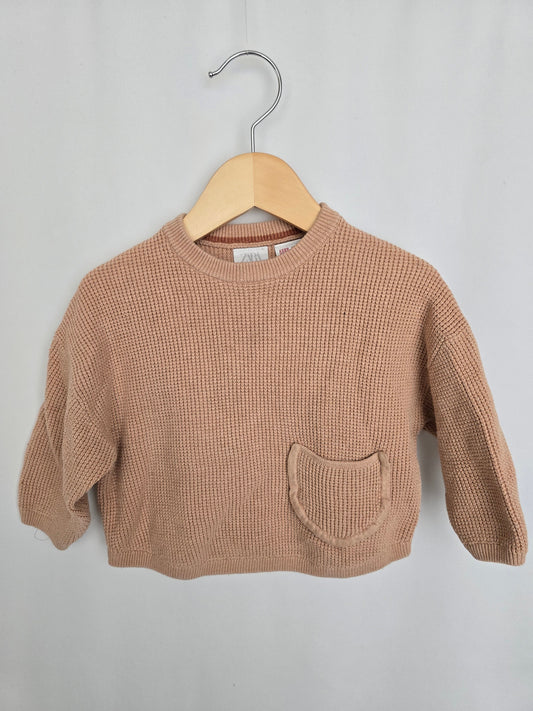 Zara Light Brown Knit Sweater • 18-24 months