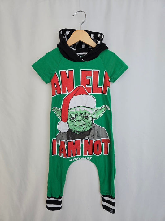 Lennon & Lime An Elf I Am Not Hooded Romper • 2-3 years